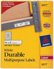 AVERY - 3" Long, White Paper Name Badge Labels - For Laser Printers - USA Tool & Supply