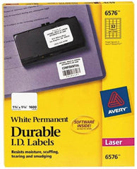 AVERY - 1-3/4" Long, White Paper Name Badge Labels - For Laser/Inkjet Printers - USA Tool & Supply