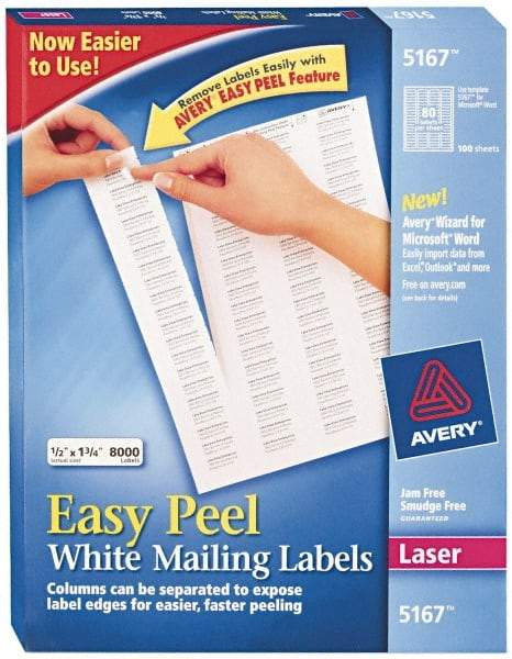 AVERY - 1-3/4" Long, White Paper Return Address Label - For Laser Printers - USA Tool & Supply