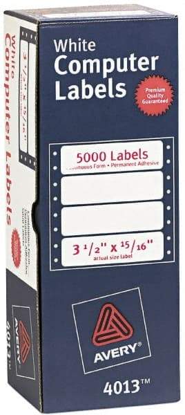 AVERY - 3-1/2" Long, White Paper Dot Matrix Label - For Dot Matrix Printers - USA Tool & Supply