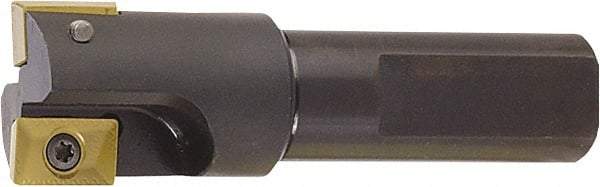 Kyocera - 1" Cut Diam, 0.6" Max Depth of Cut, 3/4" Shank Diam, 3.4" OAL, Indexable Square Shoulder End Mill - XPMT15T3\x85 Inserts, Weldon Shank, 90° Lead Angle, Series EM - USA Tool & Supply