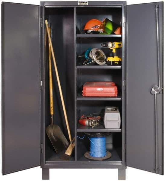Durham - 4 Shelf Combination Storage Cabinet - Steel, 48" Wide x 24" Deep x 78" High, Gray - USA Tool & Supply
