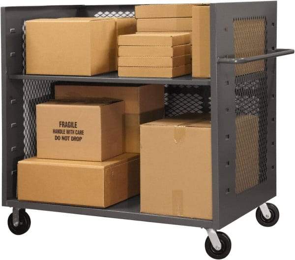 Durham - 2,000 Lb Capacity, 1 Shelf, 3-Sided Steel Truck - 30" Long x 48-1/2" Wide x 56-7/16" High, Phenolic Wheels - USA Tool & Supply