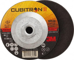 3M - 36 Grit, 4-1/2" Wheel Diam, 1/8" Wheel Thickness, Type 27 Depressed Center Wheel - Ceramic, Resinoid Bond, S Hardness, 13,300 Max RPM - USA Tool & Supply
