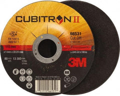 3M - 60 Grit, 4-1/2" Wheel Diam, 7/8" Arbor Hole, Type 27 Depressed Center Wheel - Ceramic, Resinoid Bond, S Hardness, 13,300 Max RPM - USA Tool & Supply