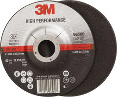 3M - 36 Grit, 5" Wheel Diam, 7/8" Arbor Hole, Type 27 Depressed Center Wheel - Ceramic, Resinoid Bond, R Hardness, 12,250 Max RPM - USA Tool & Supply