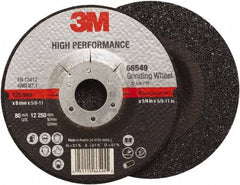 3M - 36 Grit, 5" Wheel Diam, 1/4" Wheel Thickness, Type 27 Depressed Center Wheel - Ceramic, Resinoid Bond, 12,250 Max RPM, Compatible with Angle Grinder - USA Tool & Supply