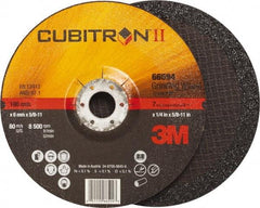 3M - 36 Grit, 7" Wheel Diam, 1/4" Wheel Thickness, Type 27 Depressed Center Wheel - Ceramic, Resinoid Bond, 8,500 Max RPM, Compatible with Angle Grinder - USA Tool & Supply