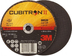 3M - 4" 36 Grit Ceramic Cutoff Wheel - 0.06" Thick, 3/8" Arbor, 19,100 Max RPM, Use with Angle Grinders - USA Tool & Supply