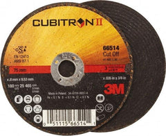 3M - 3" 60 Grit Ceramic Cutoff Wheel - 0.035" Thick, 3/8" Arbor, 25,465 Max RPM, Use with Angle Grinders - USA Tool & Supply