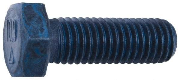 Metric Blue - M12x1.75mm Metric Coarse, 70mm Length Under Head Hex Head Cap Screw - Partially Threaded, Grade 10.9 Alloy Steel, 19mm Hex - USA Tool & Supply