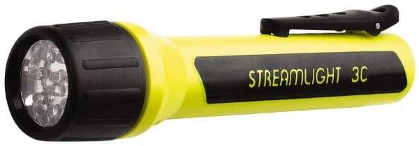 Streamlight - White LED Bulb, 85 Lumens, Industrial/Tactical Flashlight - Black, Yellow Plastic Body, 3 C Alkaline Batteries Not Included - USA Tool & Supply