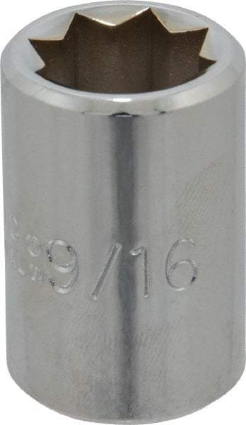 Proto - 9/16", 1/2" Drive, Standard Hand Socket - 8 Points, 1-1/2" OAL, Alloy Steel, Chrome Finish - USA Tool & Supply