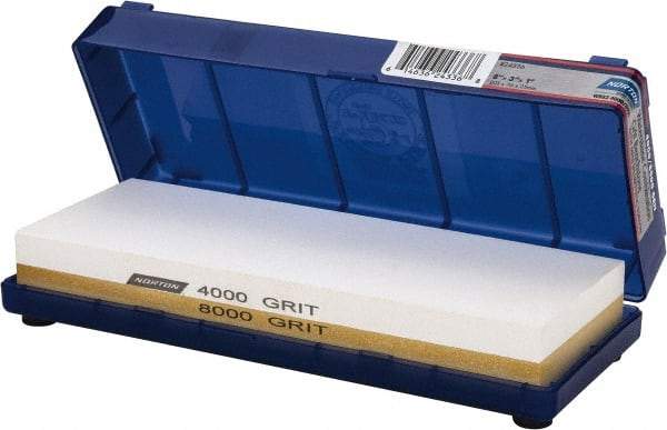Norton - 8" Long x 3" Wide x 1" Thick, Sharpening Stone - Rectangle, 4000/8000 Grit, Ultra Fine Grade - USA Tool & Supply