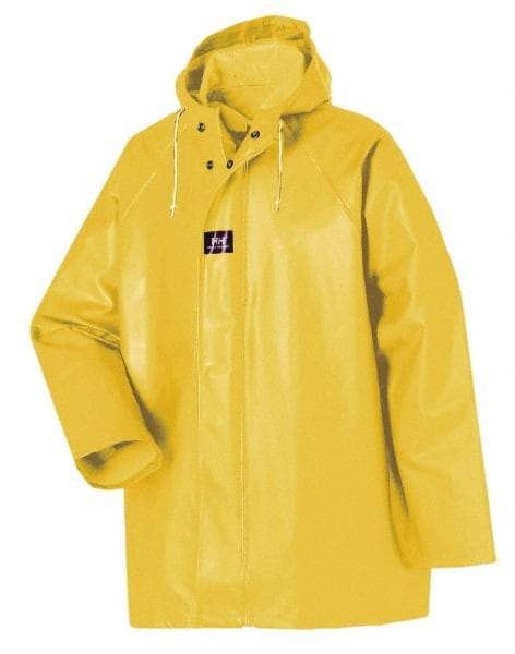 Helly Hansen - Size S, Yellow, Rain Jacket - 34-36" Chest, Attached Hood - USA Tool & Supply