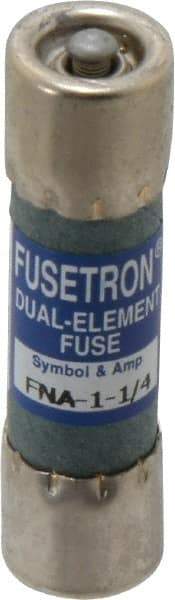 Cooper Bussmann - 250 VAC, 1.25 Amp, Time Delay Pin Indicator Fuse - Fuse Holder Mount, 1-1/2" OAL, 10 at 125 V kA Rating, 13/32" Diam - USA Tool & Supply
