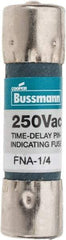 Cooper Bussmann - 250 VAC, 0.25 Amp, Time Delay Pin Indicator Fuse - Fuse Holder Mount, 1-1/2" OAL, 10 at 125 V kA Rating, 13/32" Diam - USA Tool & Supply