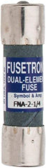 Cooper Bussmann - 250 VAC, 2.25 Amp, Time Delay Pin Indicator Fuse - Fuse Holder Mount, 1-1/2" OAL, 10 at 125 V kA Rating, 13/32" Diam - USA Tool & Supply