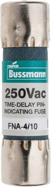 Cooper Bussmann - 250 VAC, 0.4 Amp, Time Delay Pin Indicator Fuse - Fuse Holder Mount, 1-1/2" OAL, 10 at 125 V kA Rating, 13/32" Diam - USA Tool & Supply
