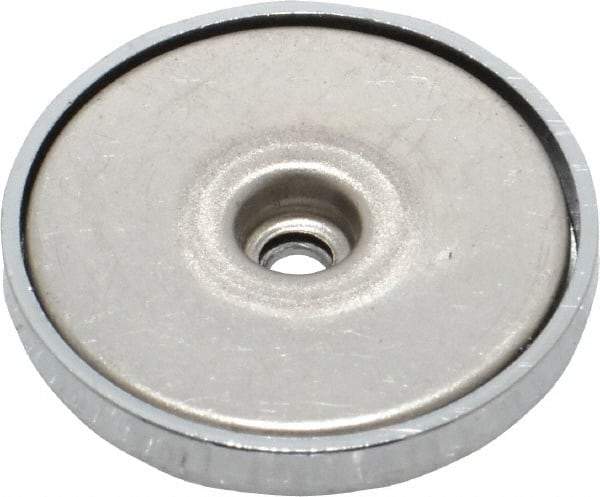 Mag-Mate - 1.24" Diam, 3/16" Cup Height, 3/16" Overall Height, 35 Lb Average Pull Force, 35 Lb Max Pull Force, Neodymium Rare Earth Cup Magnet - Through Hole Style, 1/8" Cup ID, 1/4" Magnet ID, Galvanized - USA Tool & Supply