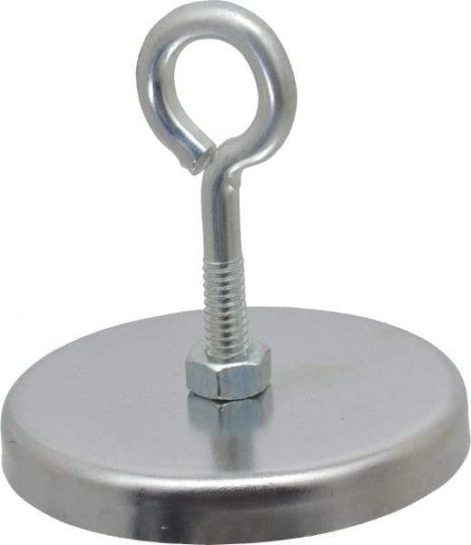 Mag-Mate - 41 Lb Max Pull Force, 3/8" Overall Height, 2.63" Diam, Ceramic Cup Magnet - Loop Style, Chrome Plated - USA Tool & Supply