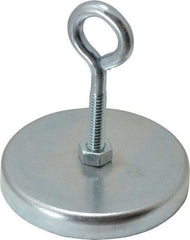 Mag-Mate - 2.63" Diam, 3/8" Cup Height, 2-1/4" Overall Height, 100 Lb Average Pull Force, 100 Lb Max Pull Force, Neodymium Rare Earth Cup Magnet - Loop Style, 1/2" Loop ID, Galvanized - USA Tool & Supply