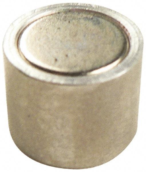 Mag-Mate - 6-32 Thread, 1/4" Diam, 1/2" High, 0.13 Lb Average Pull Force, Neodymium Rare Earth Pot Magnet - 1/4" Tapped Hole Depth, Nickel Plated, Aluminum Insulated - USA Tool & Supply