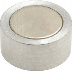 Mag-Mate - 1/4-20 Thread, 1" Diam, 1/2" High, 3.75 Lb Average Pull Force, Neodymium Rare Earth Pot Magnet - 1/4" Tapped Hole Depth, Nickel Plated, Aluminum Insulated - USA Tool & Supply