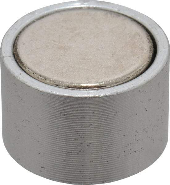 Mag-Mate - 10-24 Thread, 3/4" Diam, 1/2" High, 3 Lb Average Pull Force, Neodymium Rare Earth Pot Magnet - 1/4" Tapped Hole Depth, Nickel Plated, Aluminum Insulated - USA Tool & Supply