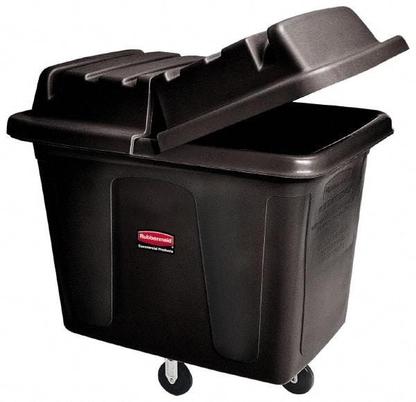 Rubbermaid - 500 Lb Load Capacity, 14 Cu Ft, Polyethylene Cube Truck - 31" Wide x 44-1/8" Long x 32-1/2" High, Black - USA Tool & Supply