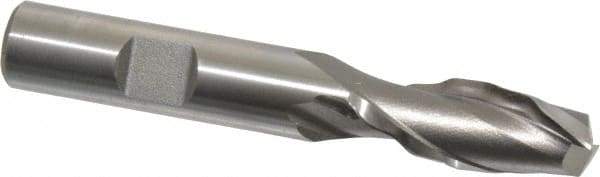 Weldon - 1/2" Diam, 1-1/4" LOC, 2 Flute High Speed Steel Roughing & Finishing Square End Mill - Uncoated, 3-1/4" OAL, 1/2" Shank Diam, Weldon Shank, 30° Helix, Centercutting - USA Tool & Supply
