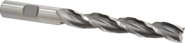 Weldon - 1/2" Diam, 3" LOC, 3 Flute High Speed Steel Roughing & Finishing Square End Mill - Uncoated, 5" OAL, 1/2" Shank Diam, Weldon Shank, 30° Helix, Centercutting - USA Tool & Supply