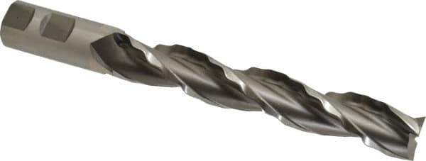 Made in USA - 1" Diam, 6" LOC, 3 Flute High Speed Steel Roughing & Finishing Square End Mill - Uncoated, 8-1/2" OAL, 1" Shank Diam, Weldon Shank, 30° Helix, Centercutting - USA Tool & Supply