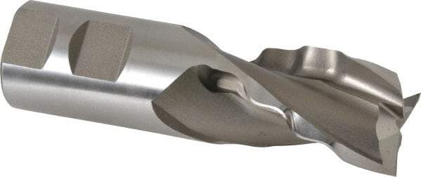 Weldon - 1-1/4" Diam, 2" LOC, 3 Flute High Speed Steel Roughing & Finishing Square End Mill - Uncoated, 4-1/2" OAL, 1-1/4" Shank Diam, Weldon Shank, 30° Helix, Centercutting - USA Tool & Supply