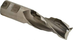 Made in USA - 1-1/4" Diam, 3" LOC, 3 Flute High Speed Steel Roughing & Finishing Square End Mill - Uncoated, 5-1/2" OAL, 1-1/4" Shank Diam, Weldon Shank, 30° Helix, Centercutting - USA Tool & Supply