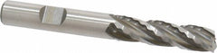Weldon - 3/8" Diam, 1-3/8" LOC, 4 Flute High Speed Steel Roughing & Finishing Square End Mill - Uncoated, 3-1/8" OAL, 3/8" Shank Diam, Weldon Shank, 30° Helix, Non-Centercutting - USA Tool & Supply