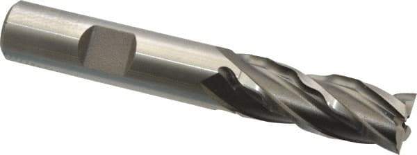 Weldon - 1/2" Diam, 1-1/4" LOC, 4 Flute High Speed Steel Roughing & Finishing Square End Mill - Uncoated, 3-1/4" OAL, 1/2" Shank Diam, Weldon Shank, 30° Helix, Non-Centercutting - USA Tool & Supply