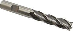 Weldon - 1/2" Diam, 2" LOC, 4 Flute High Speed Steel Roughing & Finishing Square End Mill - Uncoated, 4" OAL, 1/2" Shank Diam, Weldon Shank, 30° Helix, Non-Centercutting - USA Tool & Supply