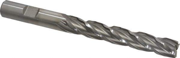 Weldon - 1/2" Diam, 3" LOC, 4 Flute High Speed Steel Roughing & Finishing Square End Mill - Uncoated, 5" OAL, 1/2" Shank Diam, Weldon Shank, 30° Helix, Non-Centercutting - USA Tool & Supply