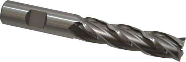 Weldon - 5/8" Diam, 2-1/2" LOC, 4 Flute High Speed Steel Roughing & Finishing Square End Mill - Uncoated, 4-5/8" OAL, 5/8" Shank Diam, Weldon Shank, 30° Helix, Non-Centercutting - USA Tool & Supply