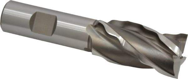 Weldon - 1" Diam, 1-7/8" LOC, 4 Flute High Speed Steel Roughing & Finishing Square End Mill - Uncoated, 4-1/8" OAL, 3/4" Shank Diam, Weldon Shank, 30° Helix, Non-Centercutting - USA Tool & Supply