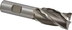 Weldon - 1" Diam, 1-7/8" LOC, 4 Flute High Speed Steel Roughing & Finishing Square End Mill - Uncoated, 4-1/8" OAL, 3/4" Shank Diam, Weldon Shank, 30° Helix, Non-Centercutting - USA Tool & Supply