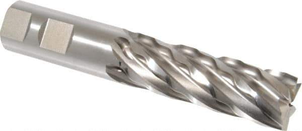Weldon - 1" Diam, 3" LOC, 6 Flute High Speed Steel Roughing & Finishing Square End Mill - Uncoated, 5-1/2" OAL, 1" Shank Diam, Weldon Shank, 30° Helix, Non-Centercutting - USA Tool & Supply