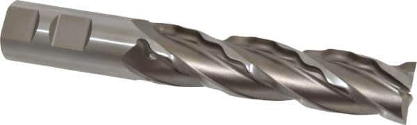 Made in USA - 1" Diam, 4" LOC, 4 Flute High Speed Steel Roughing & Finishing Square End Mill - Uncoated, 6-1/2" OAL, 1" Shank Diam, Weldon Shank, 30° Helix, Non-Centercutting - USA Tool & Supply
