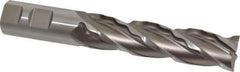Made in USA - 1" Diam, 4" LOC, 4 Flute High Speed Steel Roughing & Finishing Square End Mill - Uncoated, 6-1/2" OAL, 1" Shank Diam, Weldon Shank, 30° Helix, Non-Centercutting - USA Tool & Supply