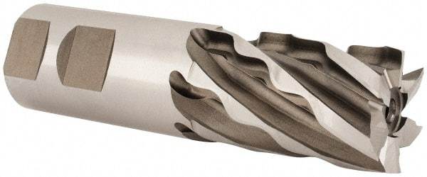 Weldon - 1-1/4" Diam, 2" LOC, 6 Flute High Speed Steel Roughing & Finishing Square End Mill - Uncoated, 4-1/2" OAL, 1-1/4" Shank Diam, Weldon Shank, 30° Helix, Non-Centercutting - USA Tool & Supply