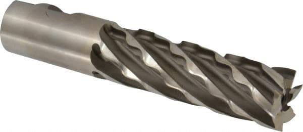 Weldon - 1-1/4" Diam, 4" LOC, 6 Flute High Speed Steel Roughing & Finishing Square End Mill - Uncoated, 6-1/2" OAL, 1-1/4" Shank Diam, Weldon Shank, 30° Helix, Non-Centercutting - USA Tool & Supply