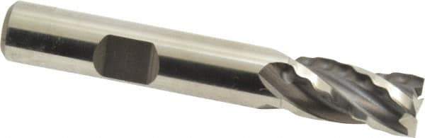 Weldon - 3/8" Diam, 3/4" LOC, 4 Flute High Speed Steel Roughing & Finishing Square End Mill - Uncoated, 2-1/2" OAL, 3/8" Shank Diam, Weldon Shank, 30° Helix, Centercutting, Regular Length - USA Tool & Supply