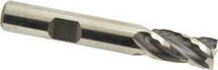 Weldon - 3/8" Diam, 3/4" LOC, 4 Flute High Speed Steel Roughing & Finishing Square End Mill - Uncoated, 2-1/2" OAL, 3/8" Shank Diam, Weldon Shank, 30° Helix, Centercutting, Regular Length - USA Tool & Supply
