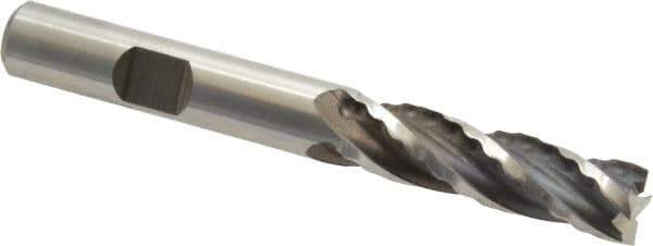 Weldon - 3/8" Diam, 1-3/8" LOC, 4 Flute High Speed Steel Roughing & Finishing Square End Mill - Uncoated, 3-1/8" OAL, 3/8" Shank Diam, Weldon Shank, 30° Helix, Centercutting, Regular Length - USA Tool & Supply